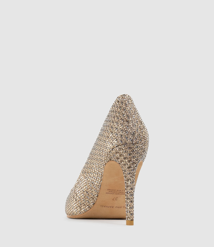 GAGA 100mm Pointed Toe Pump in Copper Metallic Fabric - Edward Meller