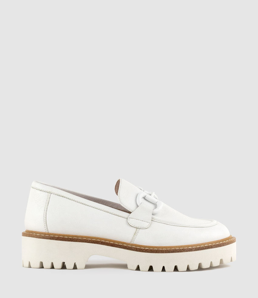 GIDEON Moccasin on Chunky Sole in Offwhite - Edward Meller