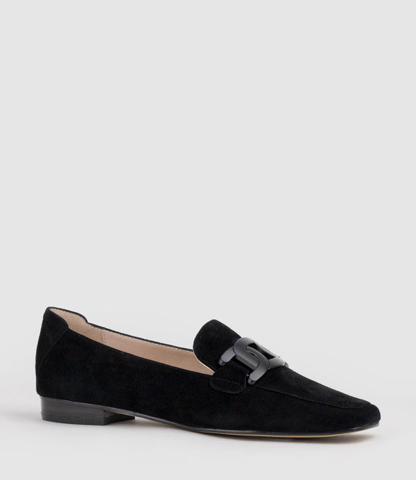 GRADED Moccasin with Tonal Hardware in Black Suede - Edward Meller