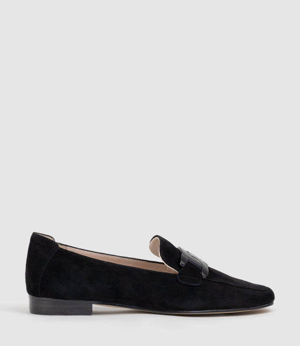 GRADED Moccasin with Tonal Hardware in Black Suede - Edward Meller