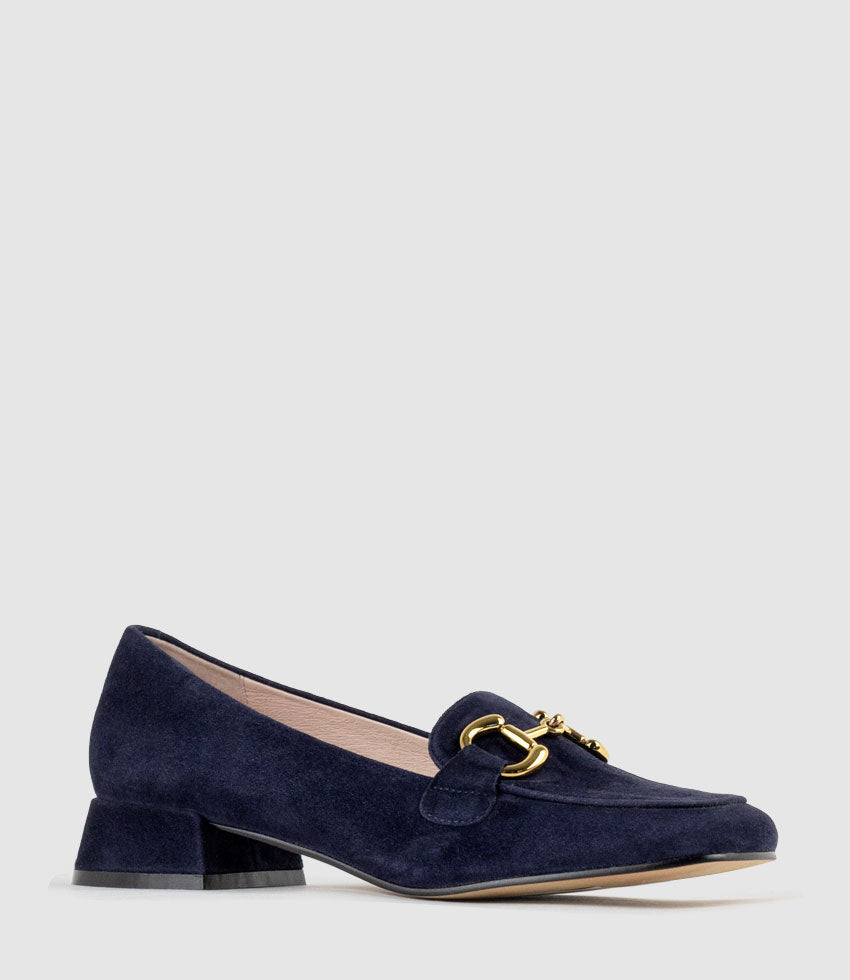 HARLEE30 Moccasin with Trim in Navy Suede - Edward Meller