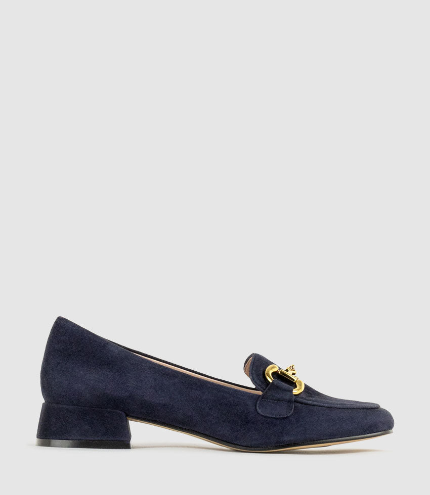 HARLEE30 Moccasin with Trim in Navy Suede - Edward Meller