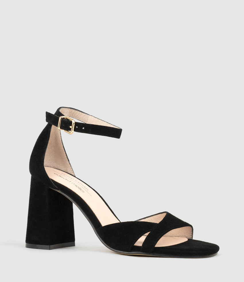 KASHI85 Asymmetrical Sandal in Black Suede - Edward Meller