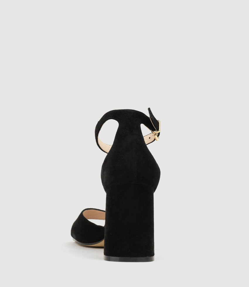 KASHI85 Asymmetrical Sandal in Black Suede - Edward Meller