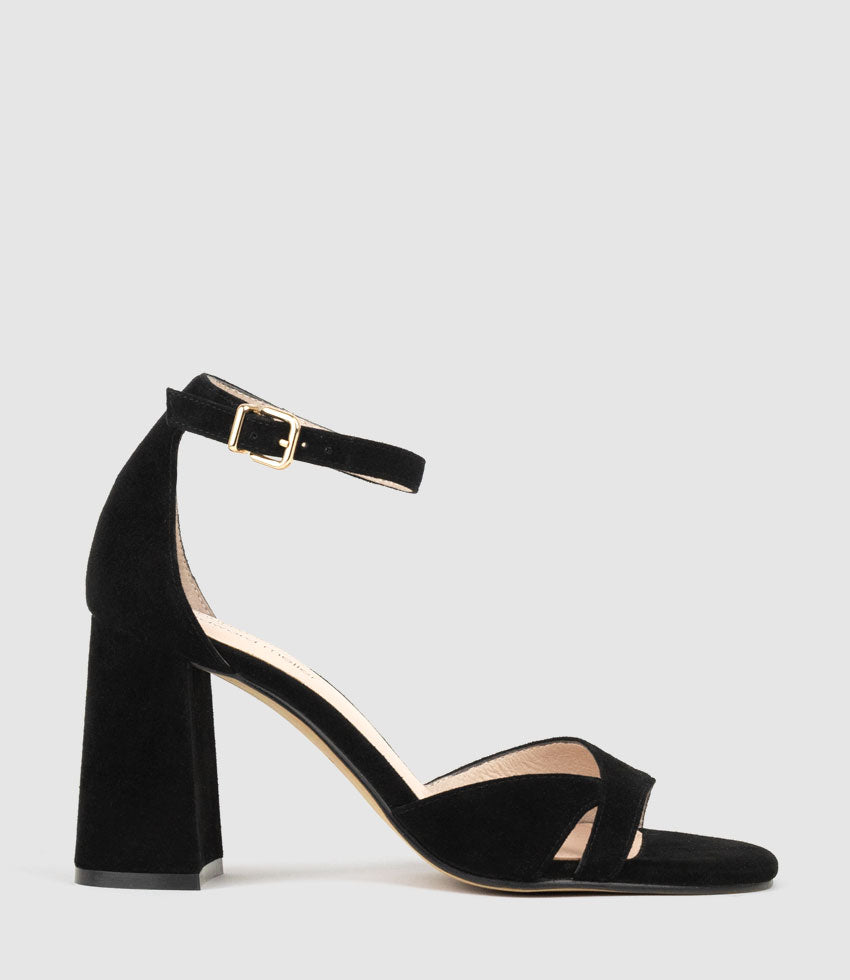 KASHI85 Asymmetrical Sandal in Black Suede - Edward Meller