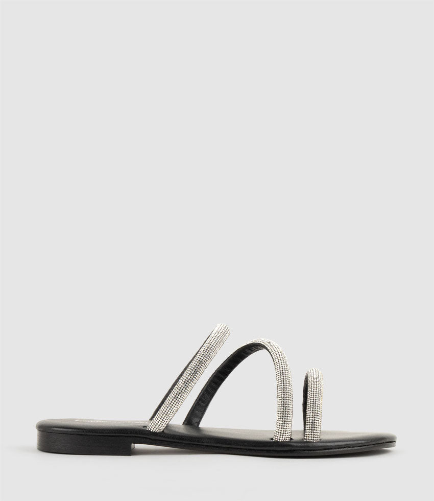 KORVIN Crystal Strap Slide in Black  - Edward Meller