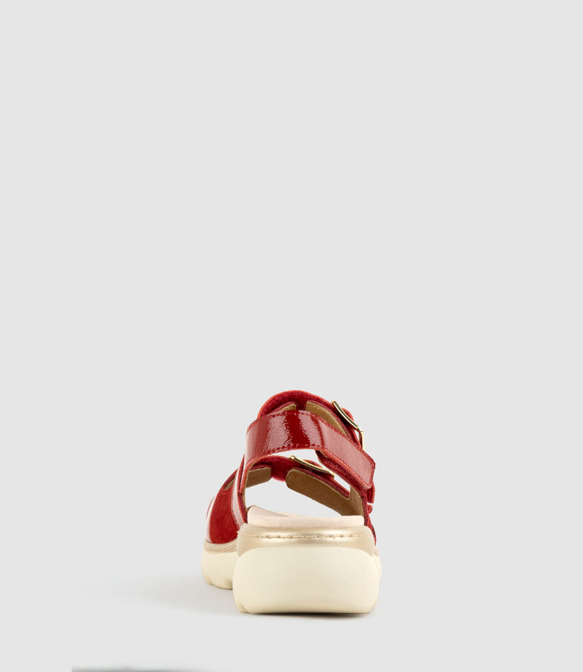 LANETTE Two Strap Comfort Sandal in Cherry Suede - Edward Meller