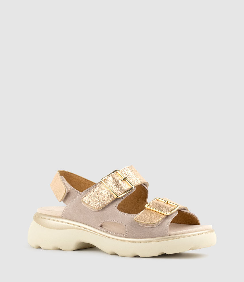 LANETTE Two Strap Comfort Sandal in Rosegold