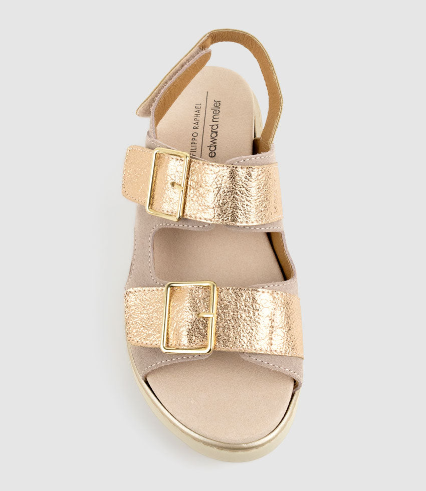 LANETTE Two Strap Comfort Sandal in Rosegold