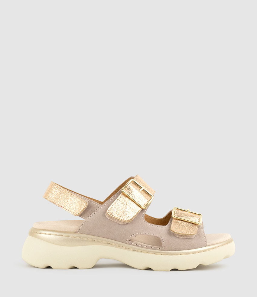 LANETTE Two Strap Comfort Sandal in Rosegold