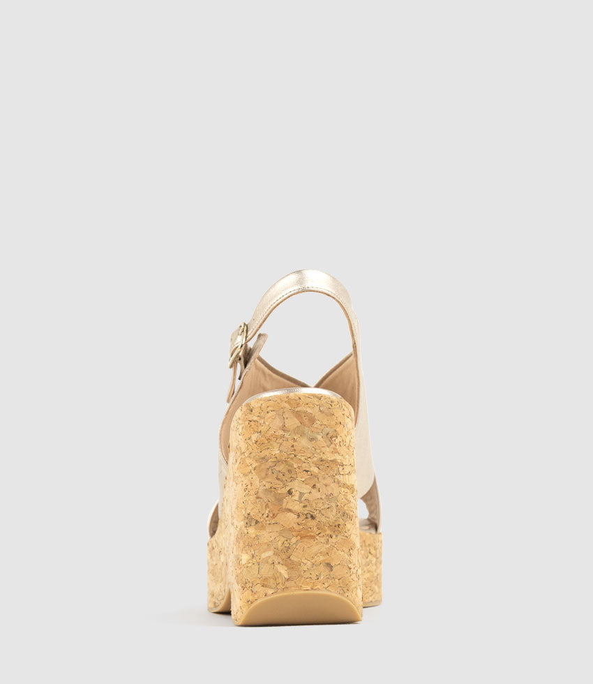 LATINE Crossover Sandal on Cork Unit in Rosegold - Edward Meller