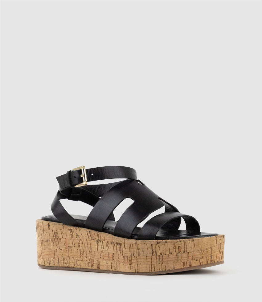 LEMUE H Front Sandal on Unit in Black  - Edward Meller