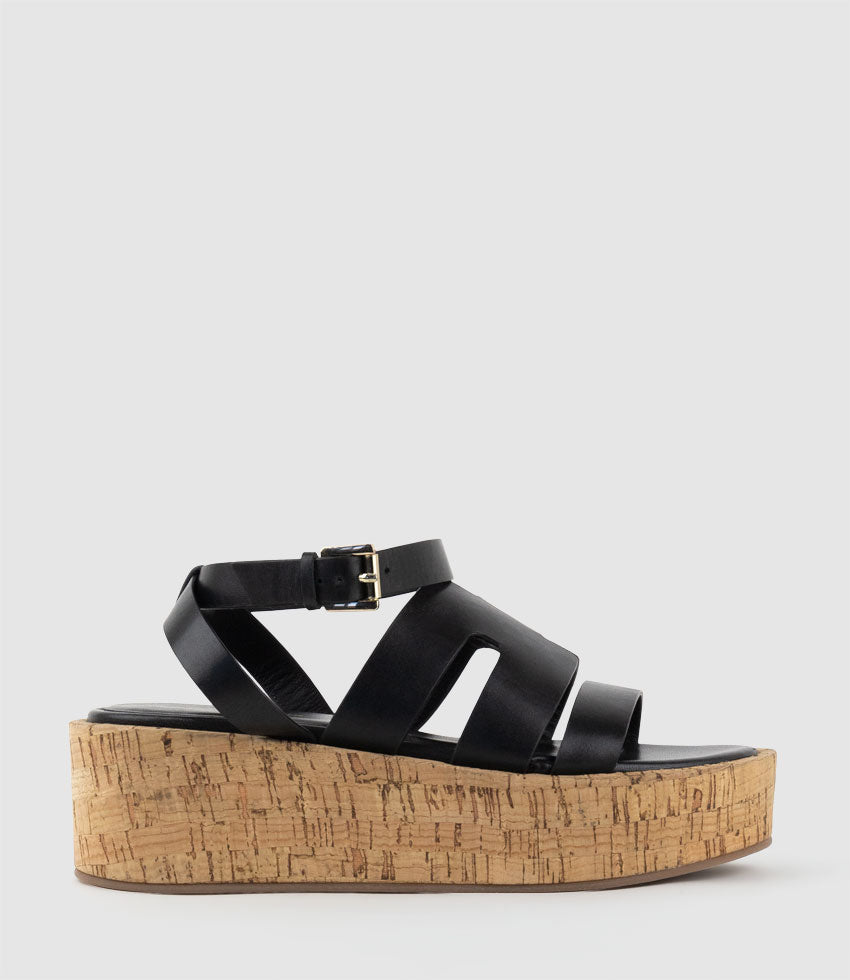 LEMUE H Front Sandal on Unit in Black  - Edward Meller