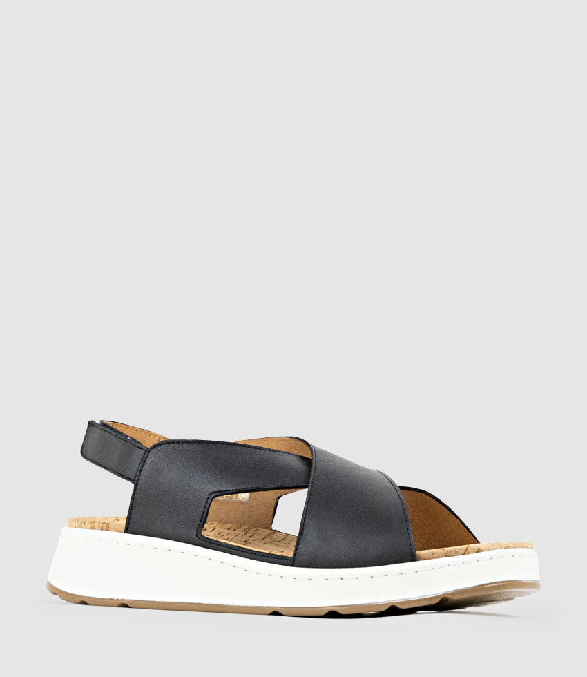 LORAINE Crossover Comfort Sandal in Black