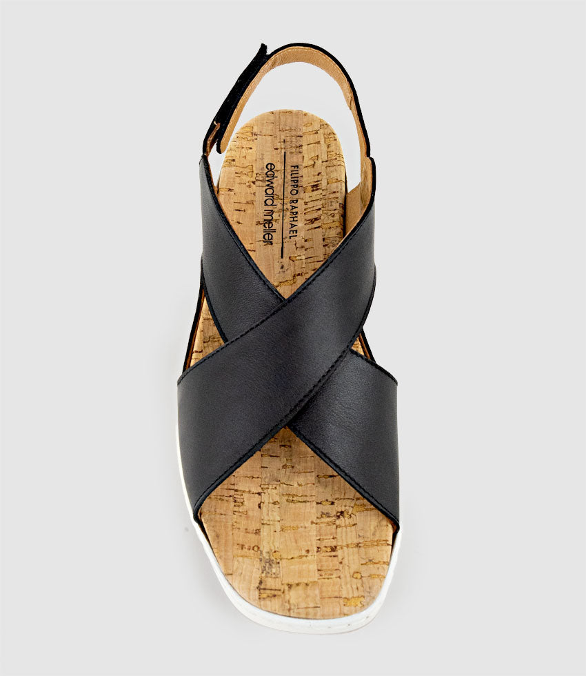 LORAINE Crossover Comfort Sandal in Black