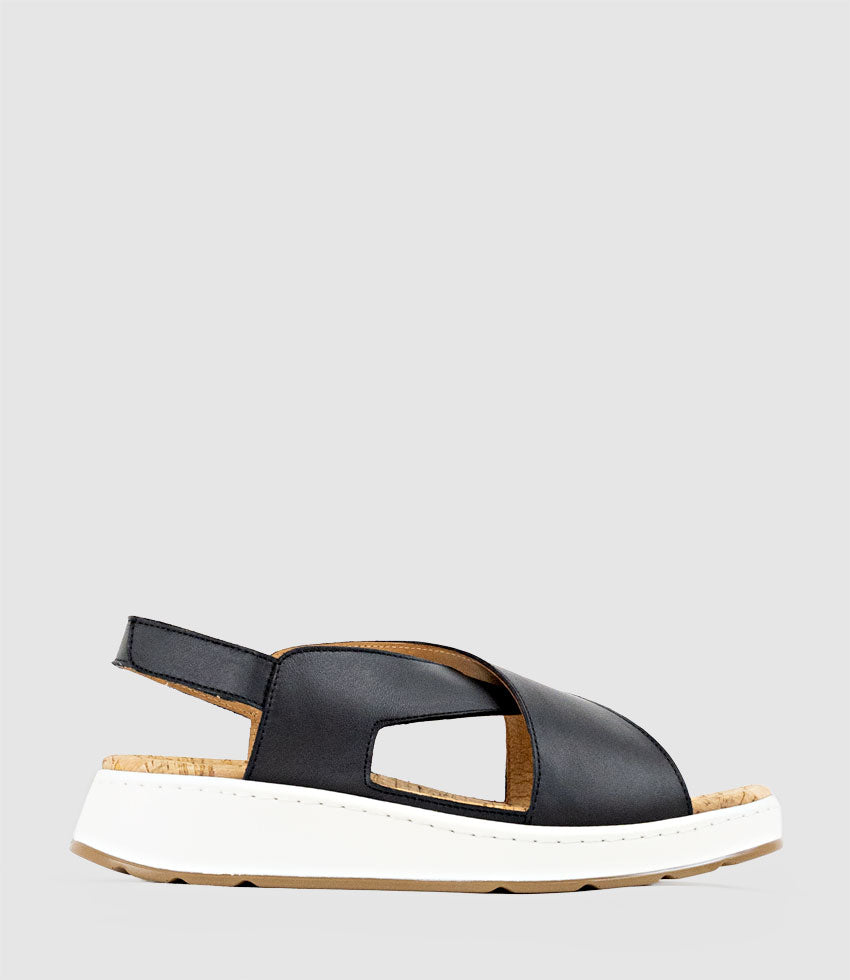 LORAINE Crossover Comfort Sandal in Black