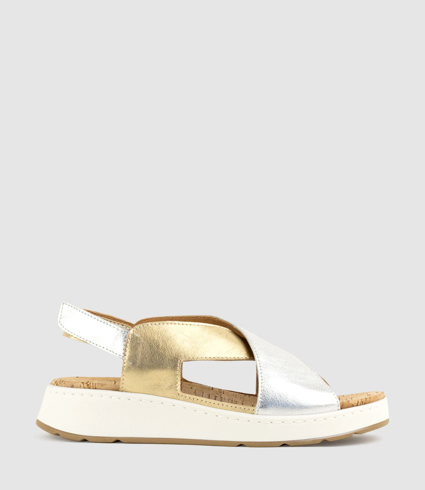 LORAINE Crossover Comfort Sandal in Metallic Multi