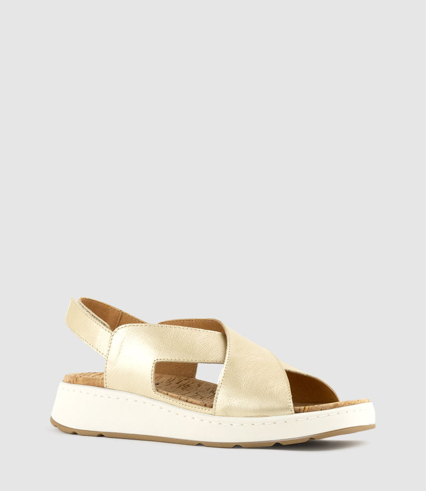 LORAINE Crossover Comfort Sandal in Platino