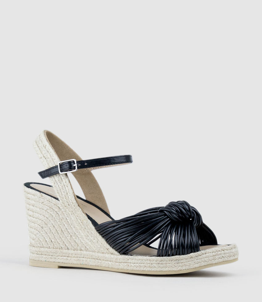 MALANI Strappy Knot Espadrille in Black - Edward Meller