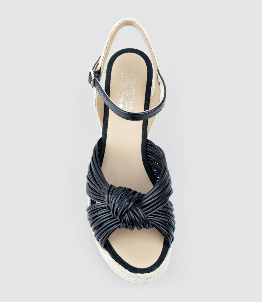 MALANI Strappy Knot Espadrille in Black - Edward Meller