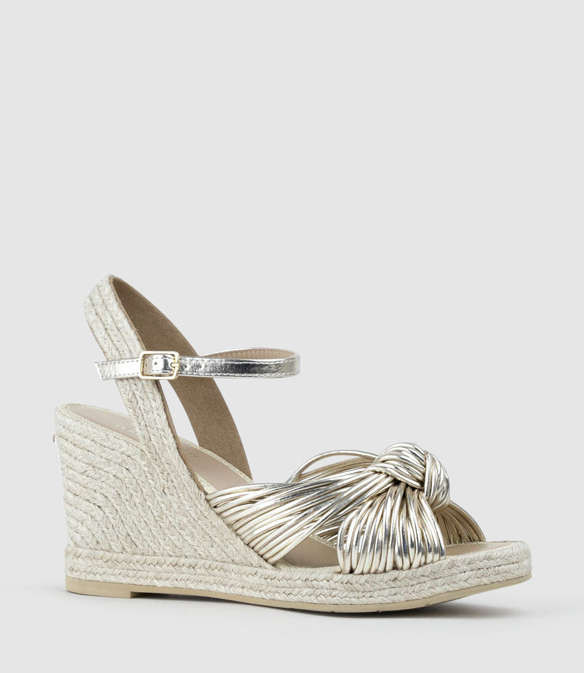 MALANI Strappy Knot Espadrille in Platino - Edward Meller