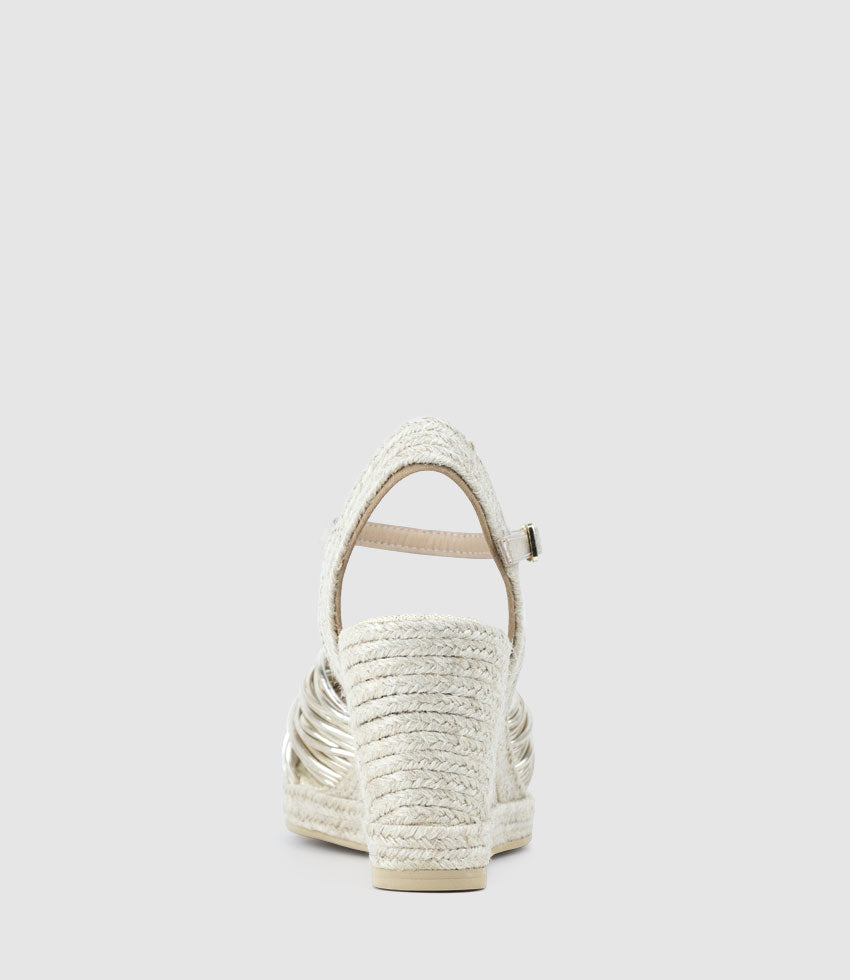 MALANI Strappy Knot Espadrille in Platino - Edward Meller