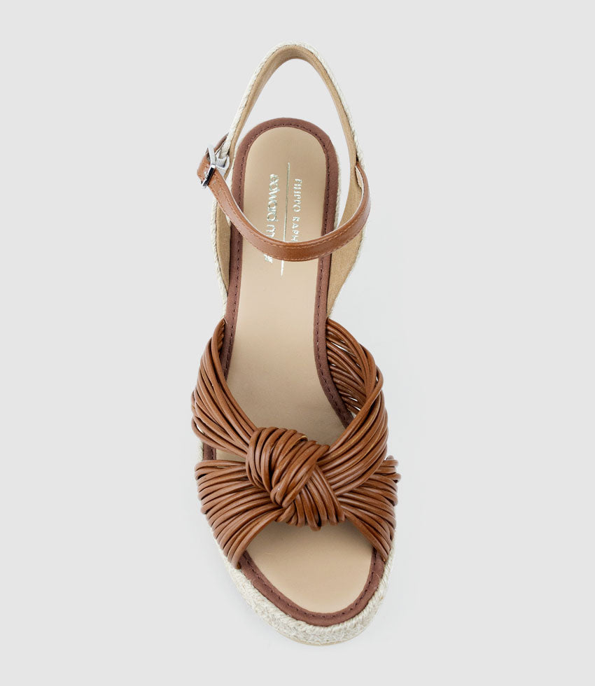 MALANI Strappy Knot Espadrille in Tan - Edward Meller