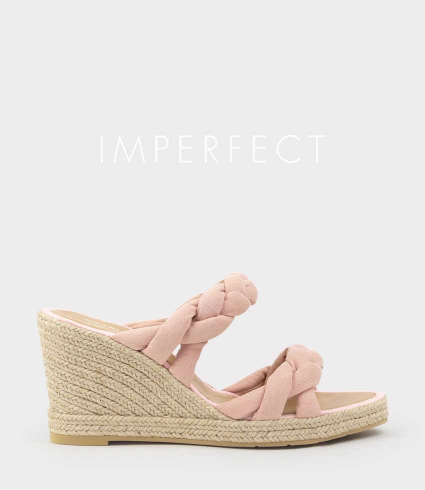 MALONE Braided Two Strap Espadrille in Pink Suede