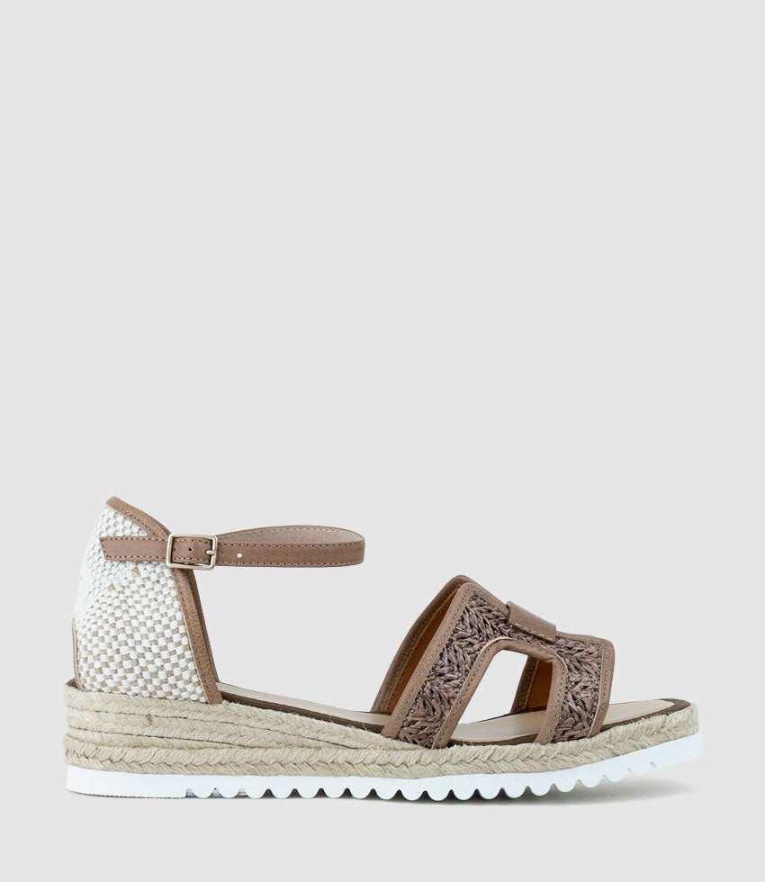 MARLENE Raffia Front Espadrille in Mocha - Edward Meller