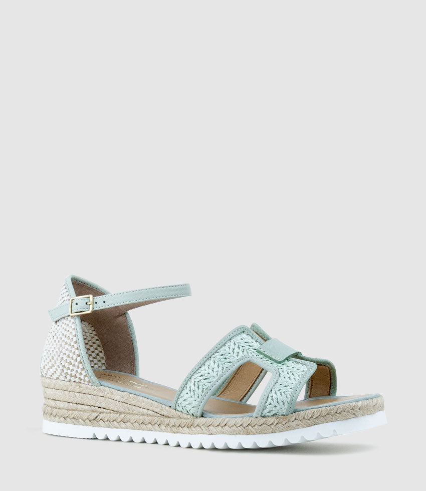 MARLENE Raffia Front Espadrille in Duck Egg