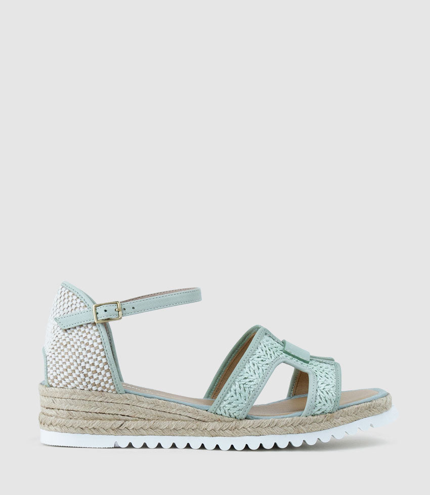 MARLENE Raffia Front Espadrille in Duck Egg