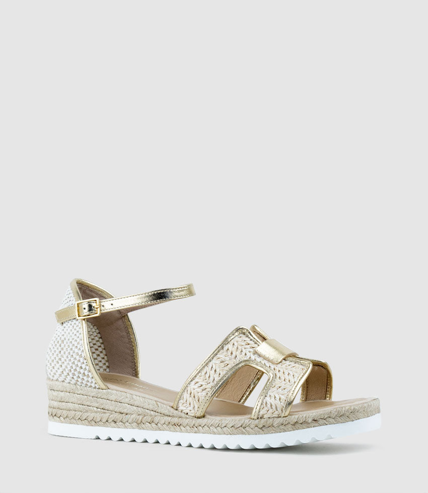 MARLENE Raffia Front Espadrille in Platino