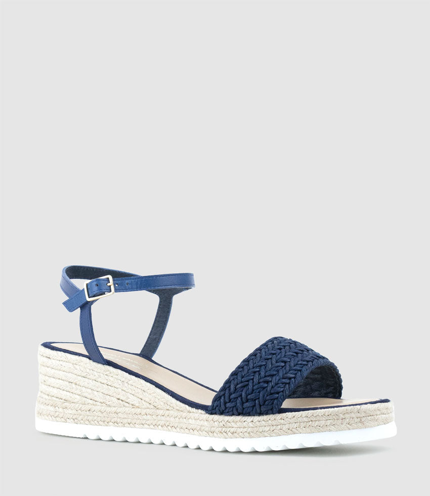 MARTINA Woven Front Espadrille in Navy - Edward Meller