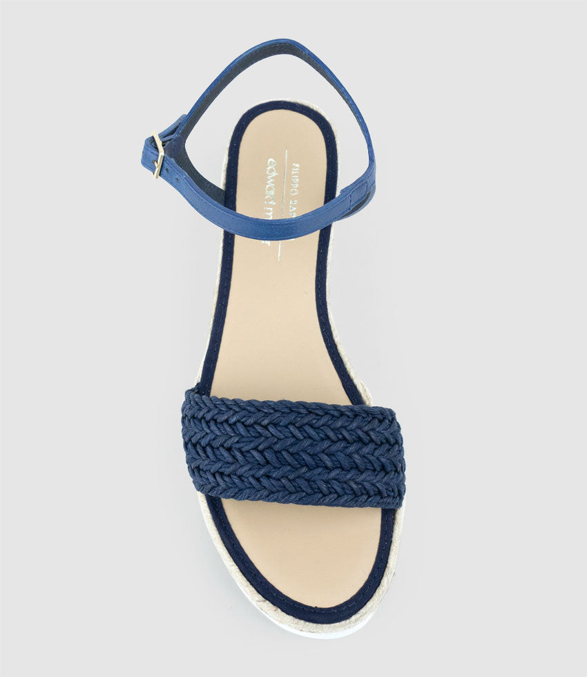 MARTINA Woven Front Espadrille in Navy - Edward Meller