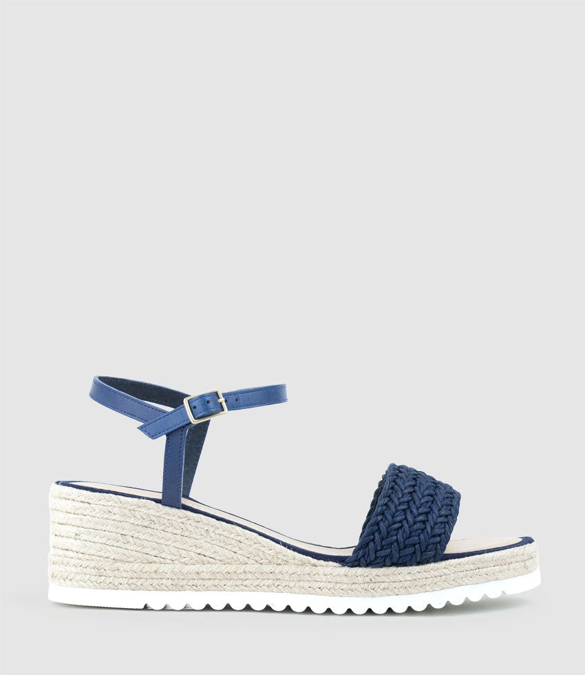 MARTINA Woven Front Espadrille in Navy - Edward Meller