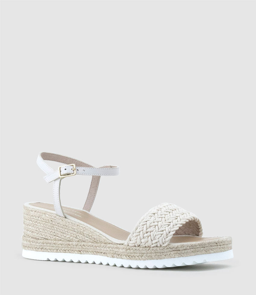 MARTINA Woven Front Espadrille in Offwhite - Edward Meller