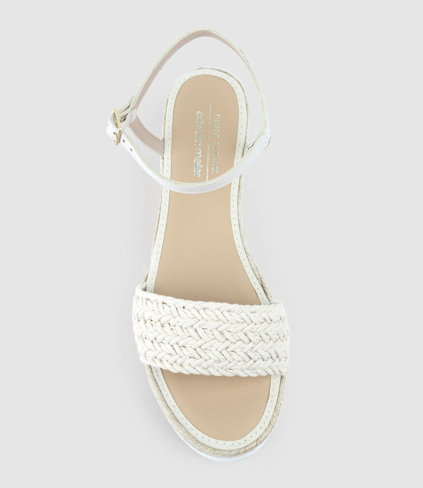 MARTINA Woven Front Espadrille in Offwhite - Edward Meller