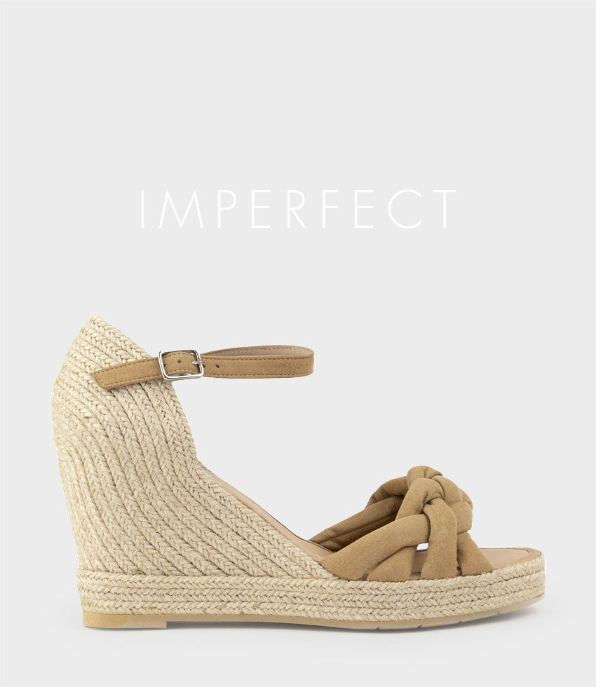 MEENA Braided Front Strap Espadrille in Tan Suede