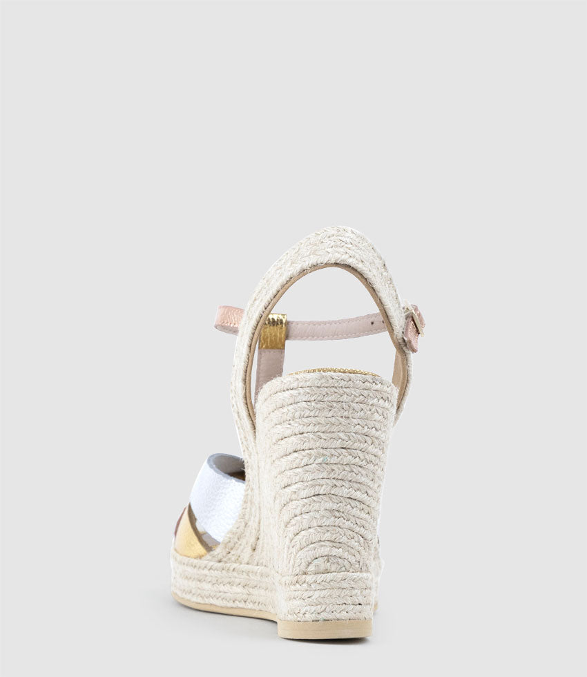 MELODY T Bar Espadrille in Metallic Multi - Edward Meller