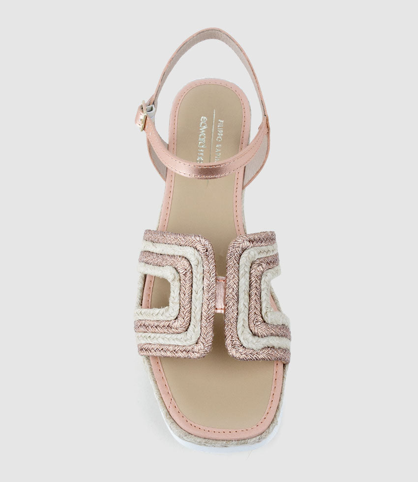 MIKO Geometric Weave Espadrille in Copper