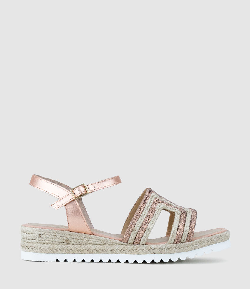 MIKO Geometric Weave Espadrille in Copper