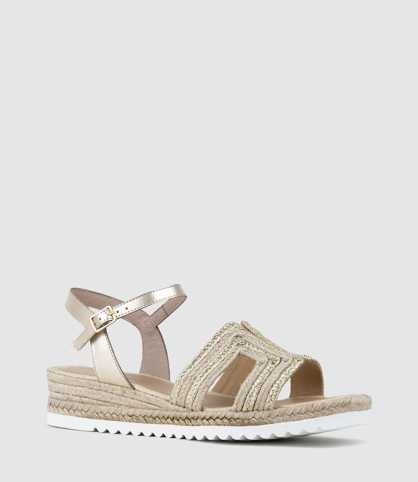 MIKO Geometric Weave Espadrille in Platino