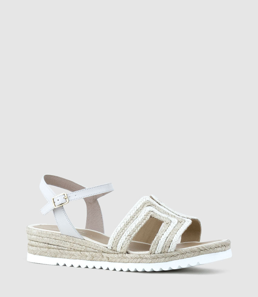 MIKO Geometric Weave Espadrille in White - Edward Meller