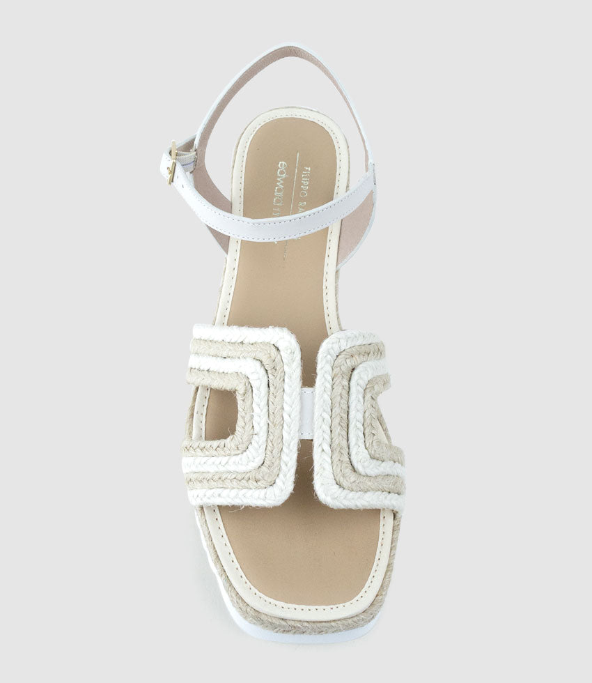 MIKO Geometric Weave Espadrille in White - Edward Meller