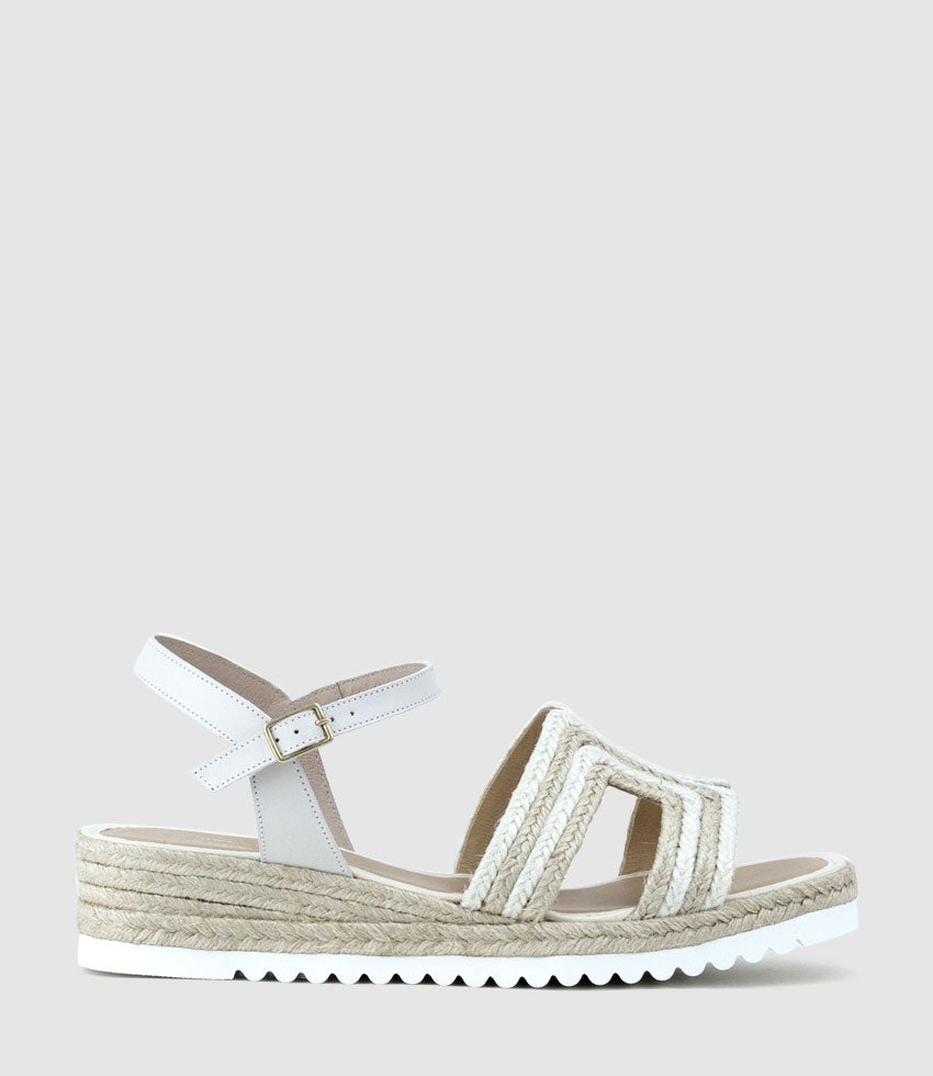 MIKO Geometric Weave Espadrille in White - Edward Meller