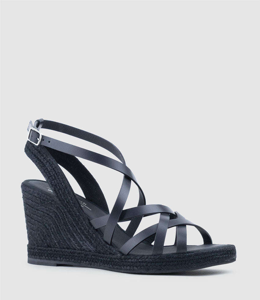 MILENA Strappy Tonal Espadrille in Black - Edward Meller