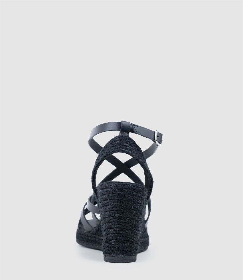 MILENA Strappy Tonal Espadrille in Black - Edward Meller