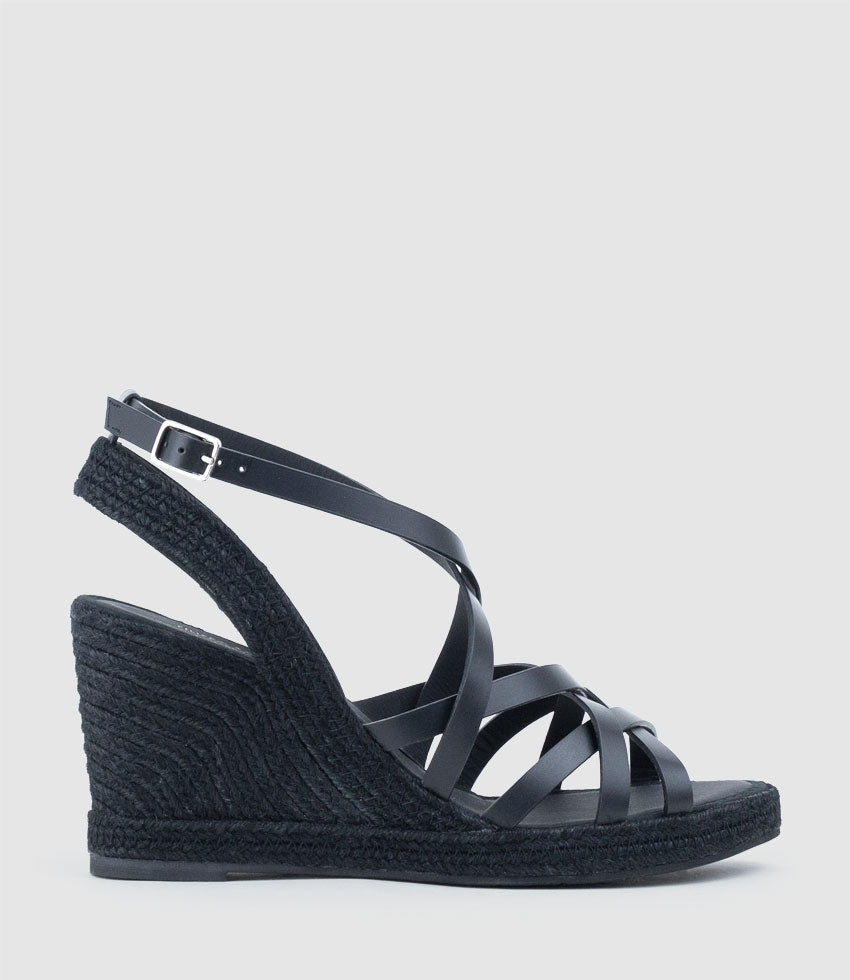 MILENA Strappy Tonal Espadrille in Black - Edward Meller