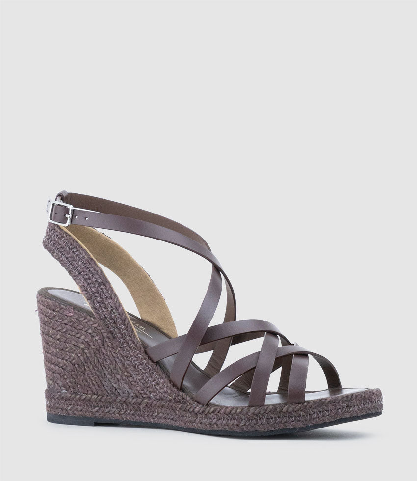 MILENA Strappy Tonal Espadrille in Brown - Edward Meller