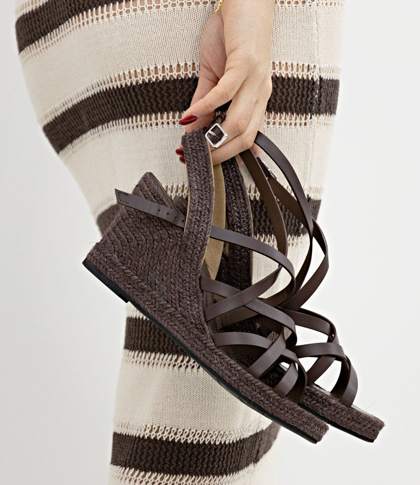 MILENA Strappy Tonal Espadrille in Brown - Edward Meller